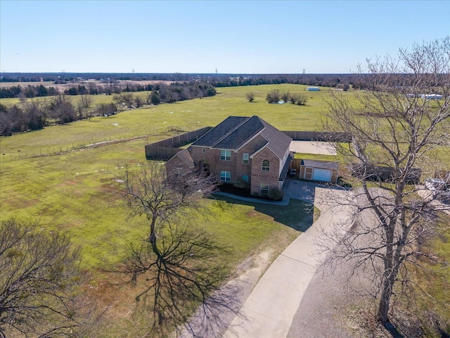 bird's eye view featuring a rural view