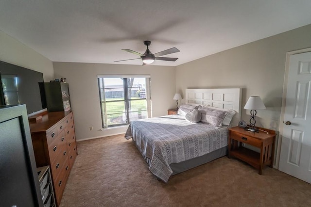 bedroom with carpet flooring and ceiling fan