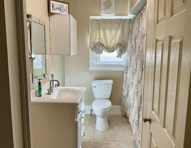 508 N Tackitt St, Seymour, TX 76380 - full bathroom with vanity, toilet, and tile patterned floors