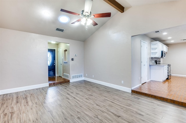 unfurnished living room with light wood-style floors and visible vents