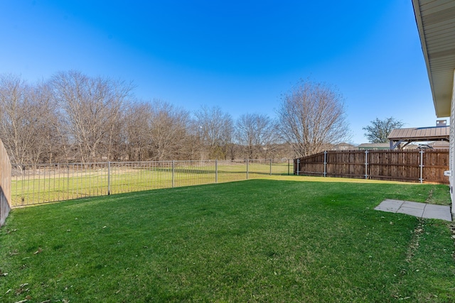 view of yard featuring a fenced backyard