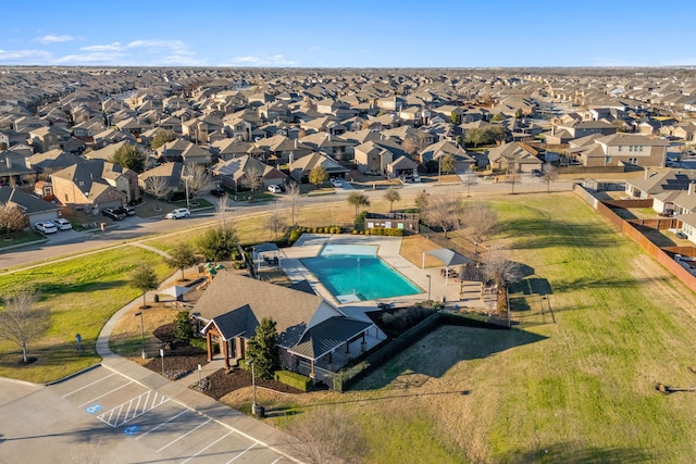 drone / aerial view with a residential view