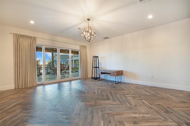 12669 S Fm 548, Royse City, TX 75189 - spare room with baseboards, a chandelier, and recessed lighting