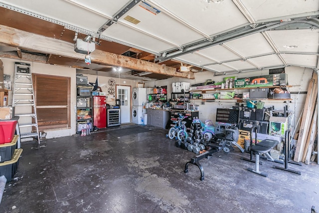 garage with a garage door opener