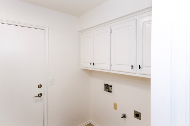 laundry area featuring hookup for a gas dryer, washer hookup, cabinet space, and electric dryer hookup