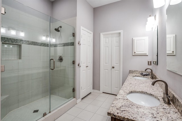 full bathroom with a stall shower and a sink