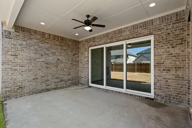 view of patio / terrace featuring a ceiling fan