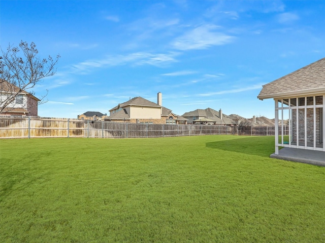 view of yard featuring a fenced backyard