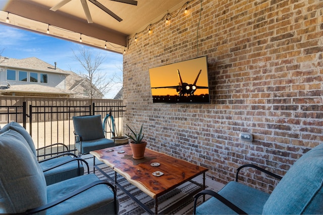 view of patio with a ceiling fan