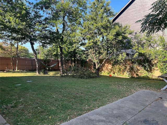 view of yard featuring a fenced backyard