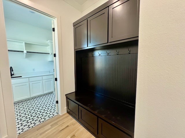 mudroom featuring light wood-type flooring