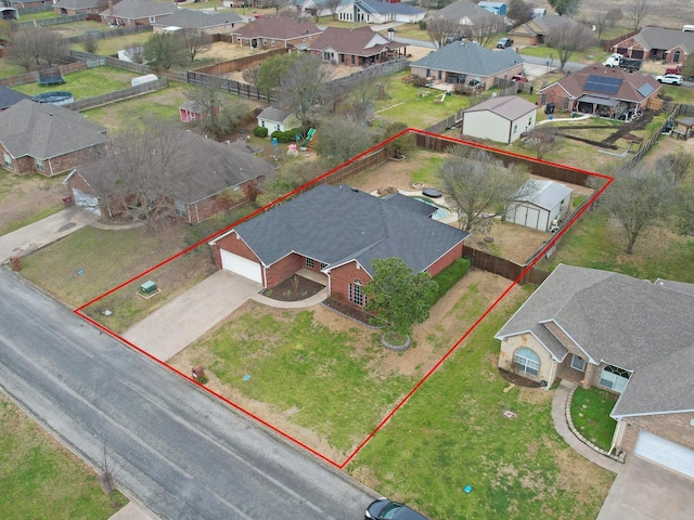 birds eye view of property featuring a residential view