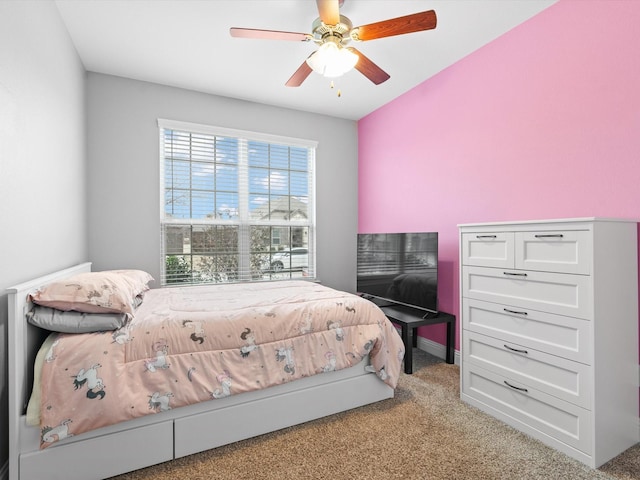 bedroom with carpet flooring and ceiling fan