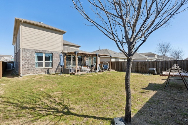 view of yard featuring a patio and a fenced backyard