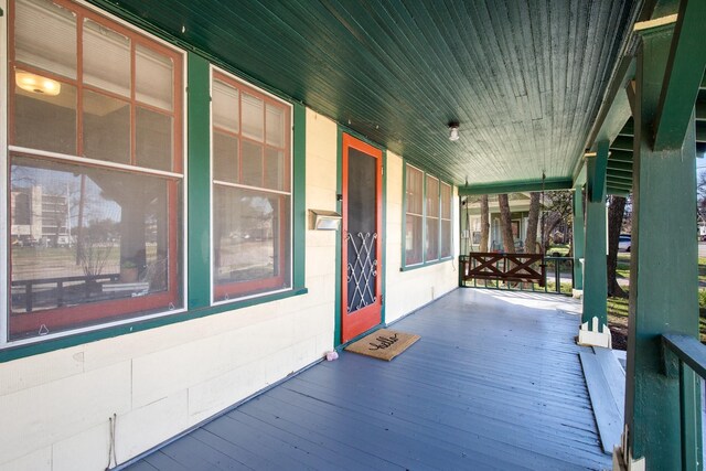 deck featuring covered porch