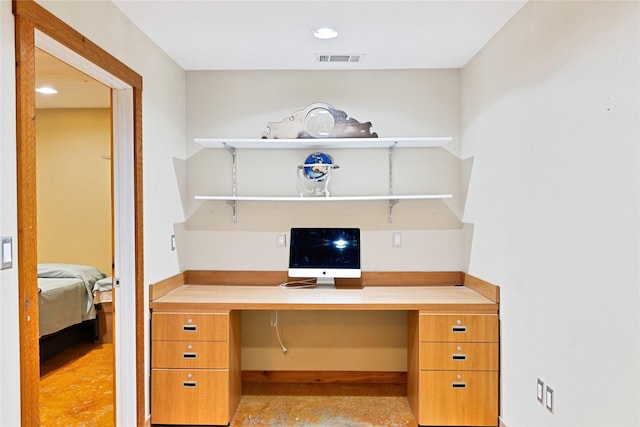 4031 Burleson Retta Rd, Burleson, TX 76028 - unfurnished office featuring built in desk, recessed lighting, and concrete flooring