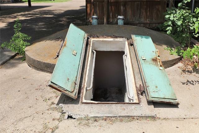 view of storm shelter