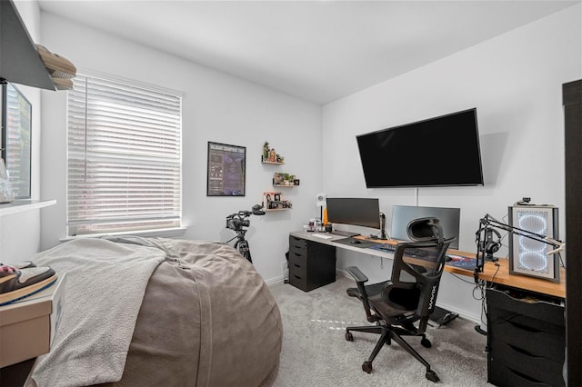 bedroom featuring carpet flooring and baseboards