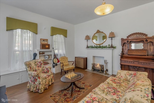 living area with wood finished floors