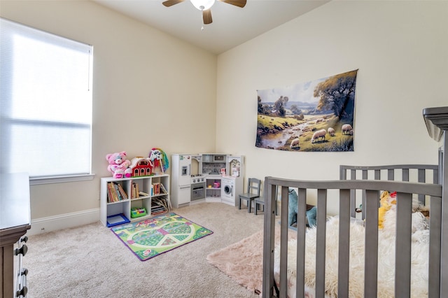2807 Millington Dr, Highland Village, TX 75077 - bedroom with ceiling fan, baseboards, and carpet flooring