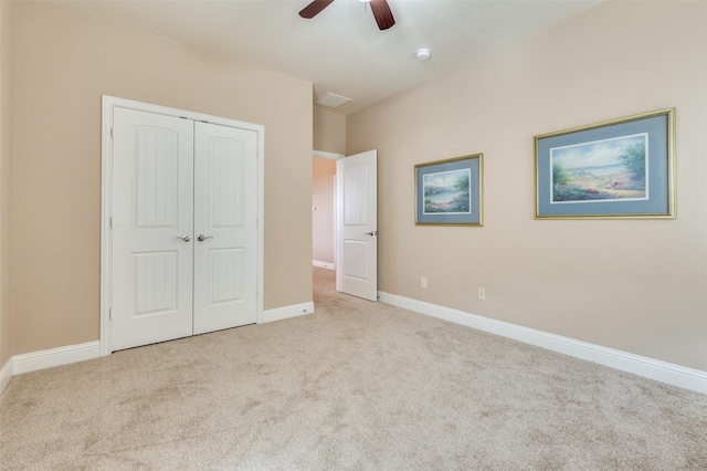 2807 Millington Dr, Highland Village, TX 75077 - unfurnished bedroom featuring ceiling fan, a closet, carpet flooring, and baseboards