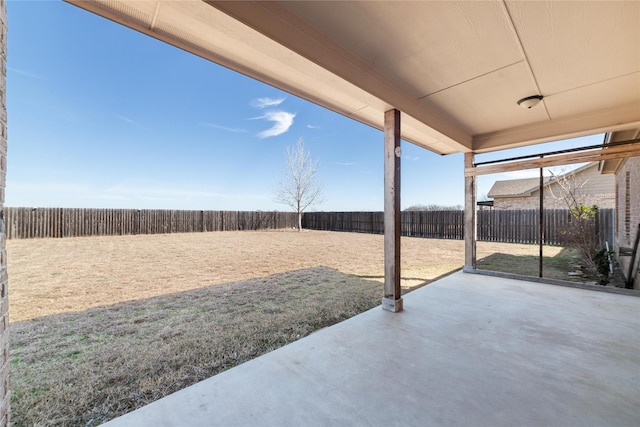 view of patio featuring a fenced backyard