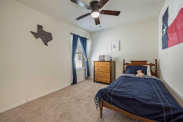 2278 Bryant Ln, Fate, TX 75189 - bedroom with light carpet, baseboards, and ceiling fan