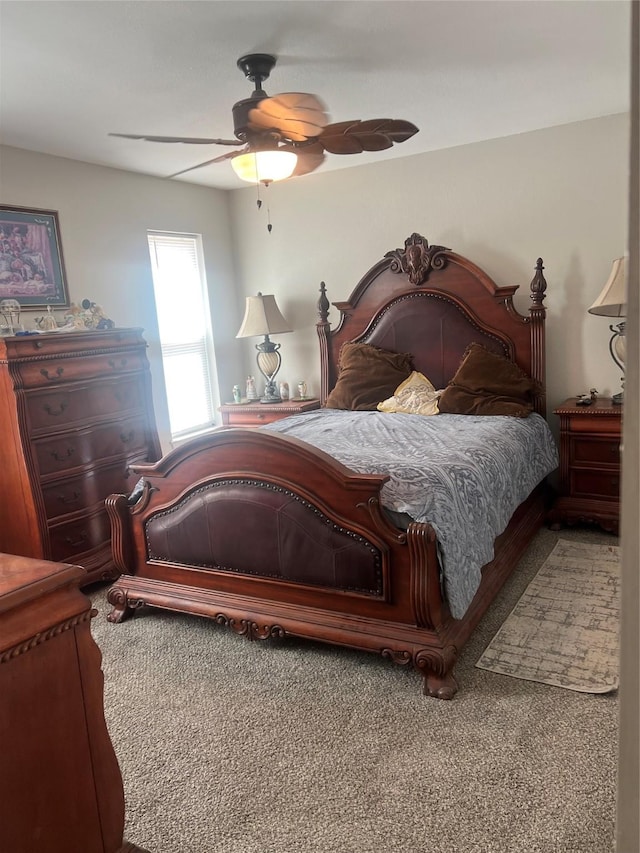 bedroom with carpet and ceiling fan