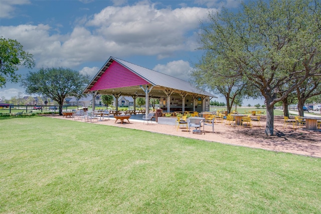 view of community with a yard and a gazebo