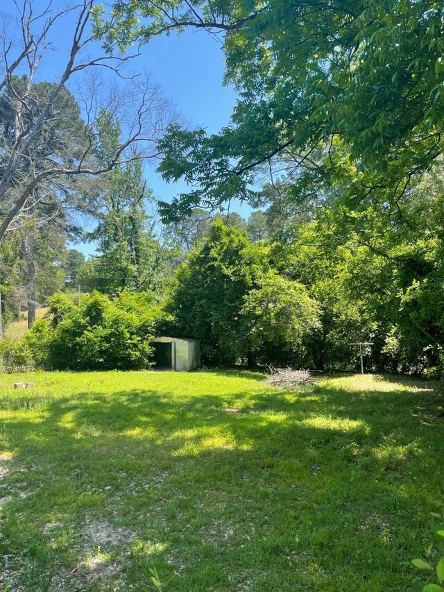 209 S Roosevelt St, Minden, LA 71075 - view of green lawn featuring an outdoor structure and a shed