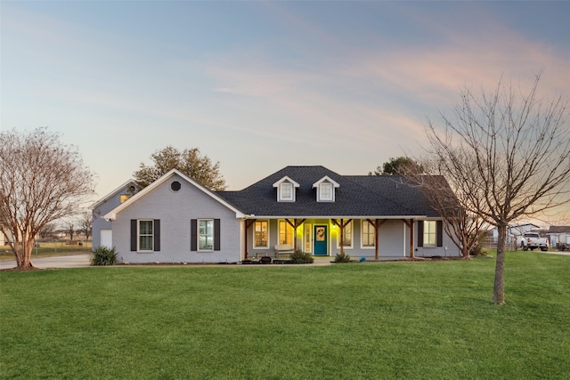 view of front of house featuring a porch and a lawn