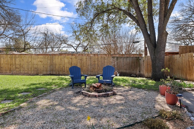 view of yard with a fenced backyard