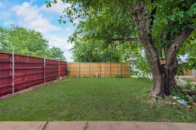 view of yard featuring a fenced backyard