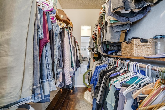 walk in closet featuring wood finished floors