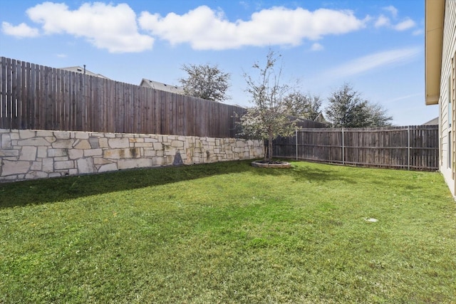 view of yard featuring a fenced backyard