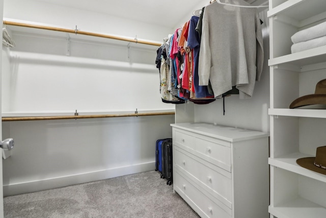 walk in closet with carpet