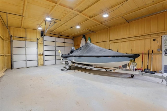 garage with metal wall