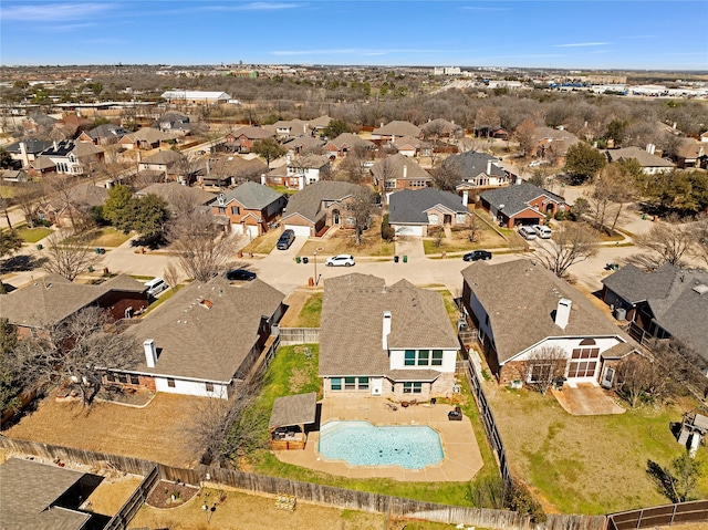 bird's eye view with a residential view