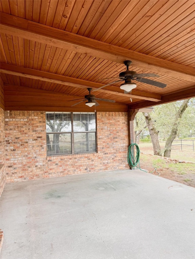 view of patio featuring a ceiling fan