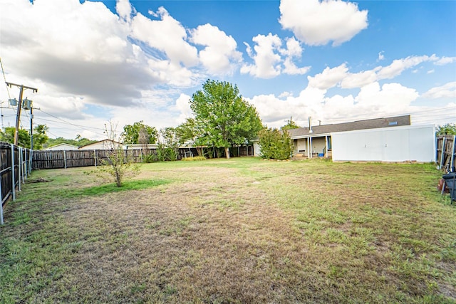 view of yard with a fenced backyard