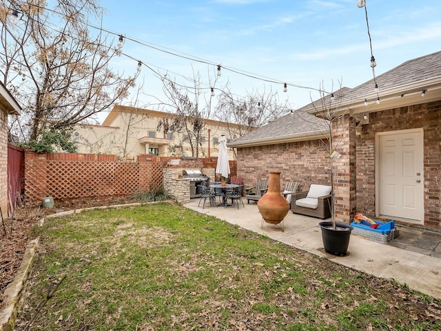 view of yard with a patio and a fenced backyard