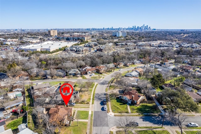 aerial view with a city view