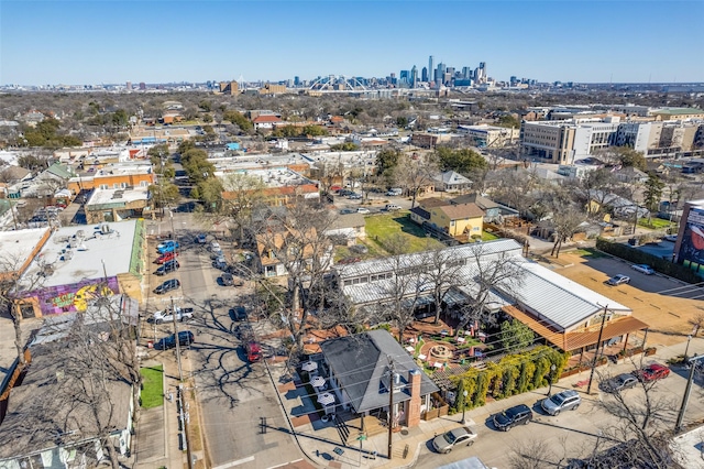 aerial view with a city view