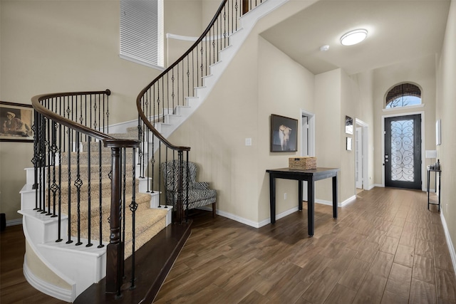 2822 Palmerston Dr, Midlothian, TX 76065 - entryway featuring a high ceiling, wood finished floors, and stairs