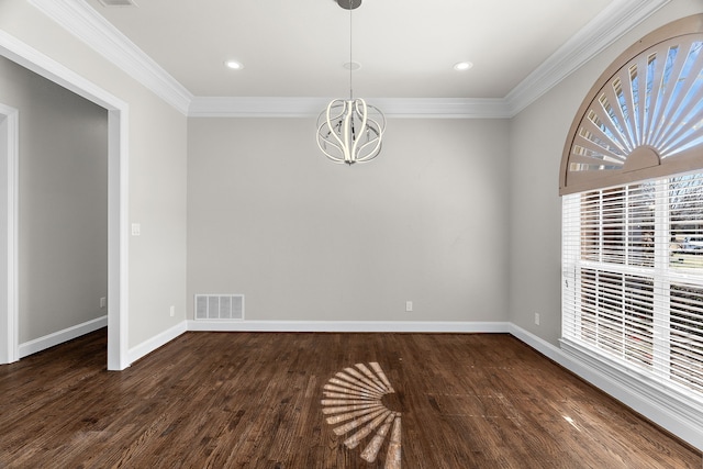 100 Bailee Ct, Forney, TX 75126 - unfurnished room featuring a chandelier, crown molding, wood finished floors, baseboards, and recessed lighting