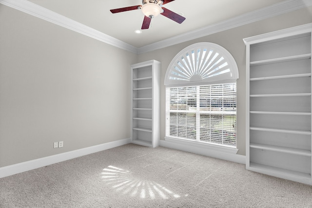 100 Bailee Ct, Forney, TX 75126 - carpeted spare room featuring crown molding, ceiling fan, baseboards, and recessed lighting