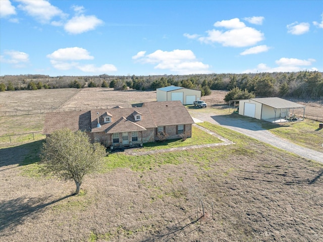 aerial view with a rural view