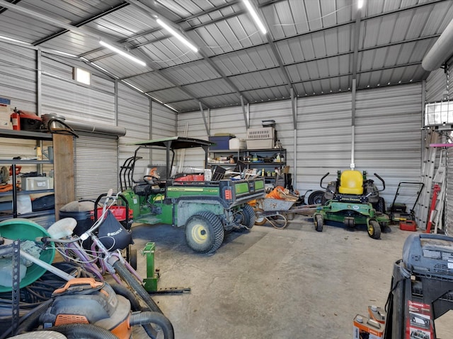 garage featuring metal wall