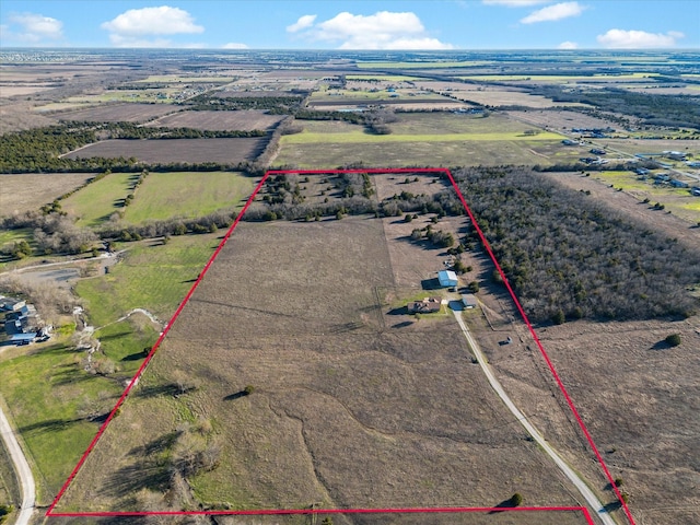 drone / aerial view with a rural view