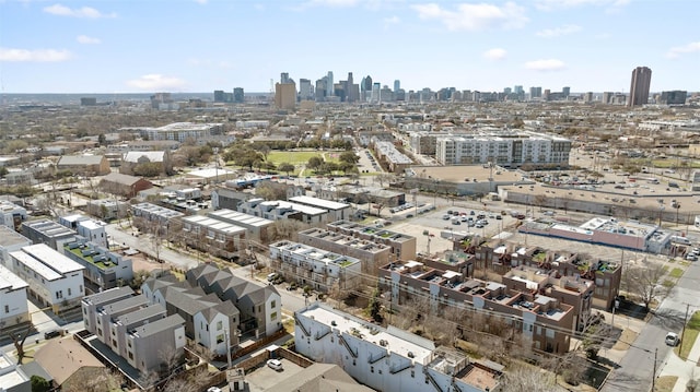 drone / aerial view with a city view